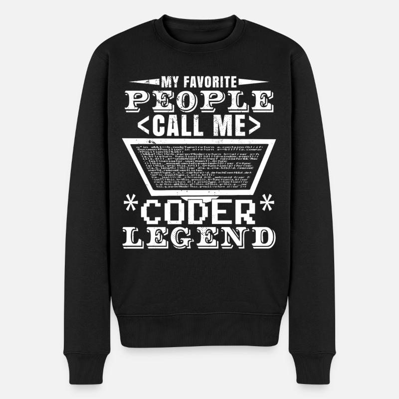Coder-Legende - Männer Premium Bio Pullover - Schwarz