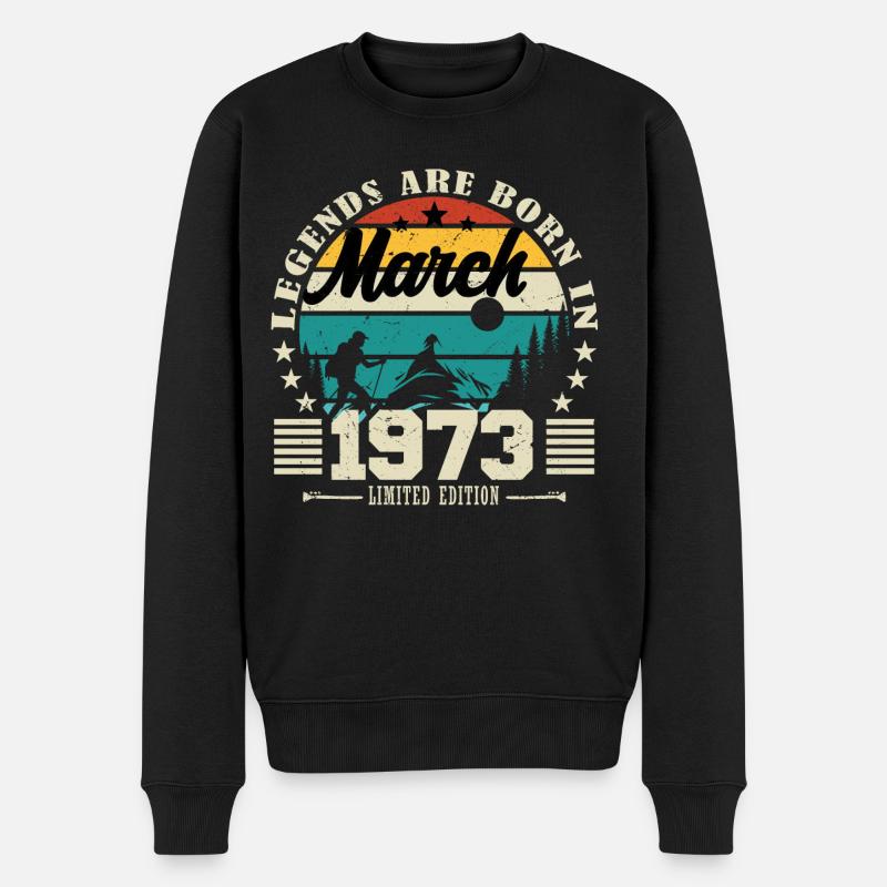 Mars 1973. Cadeau d'anniversaire mars 1973. - Pull Premium bio Homme - noir