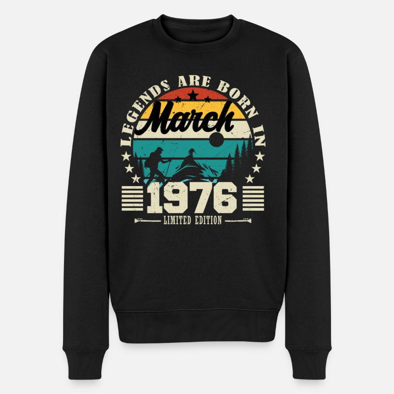 März 1976. Geburtstagsgeschenk März 1976. - Männer Premium Bio Pullover - Schwarz