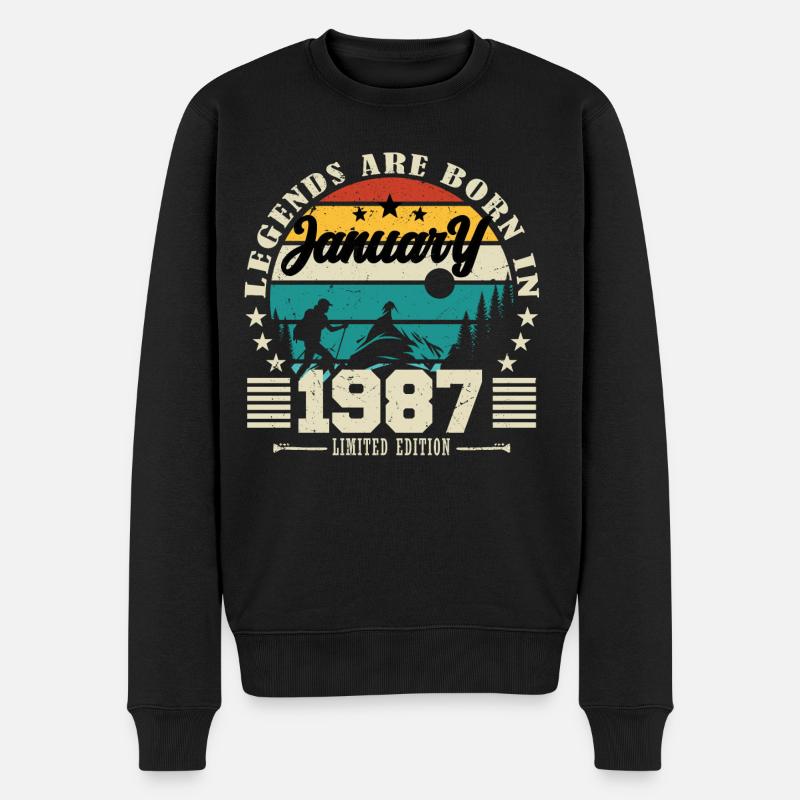 Janvier 1987. Cadeau d'anniversaire janvier 1987. - Pull Premium bio Homme - noir