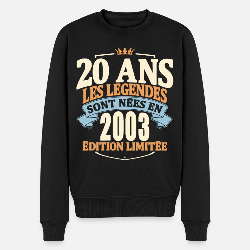 Citation cadeau anniversaire 2003 - 20 ans - Pull Premium bio Homme - noir