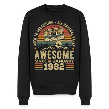 Geburtstag Januar 1982 | Geschenk Januar 1982 - Männer Premium Bio Pullover - Schwarz - Vorne - Nico (187cm)