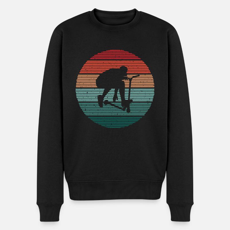 Tretroller Vintage Scooterfahrer Stunt Scooter - Männer Premium Bio Pullover - Schwarz