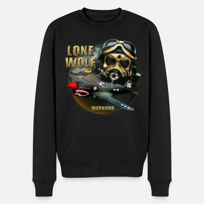 P40 Warhawk Einsamer Wolf - Männer Premium Bio Pullover - Schwarz