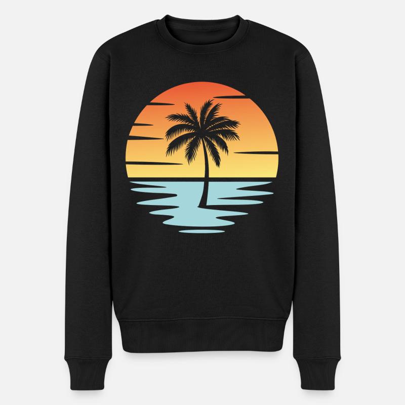 Plage Coucher de soleil - Pull Premium bio Homme - noir