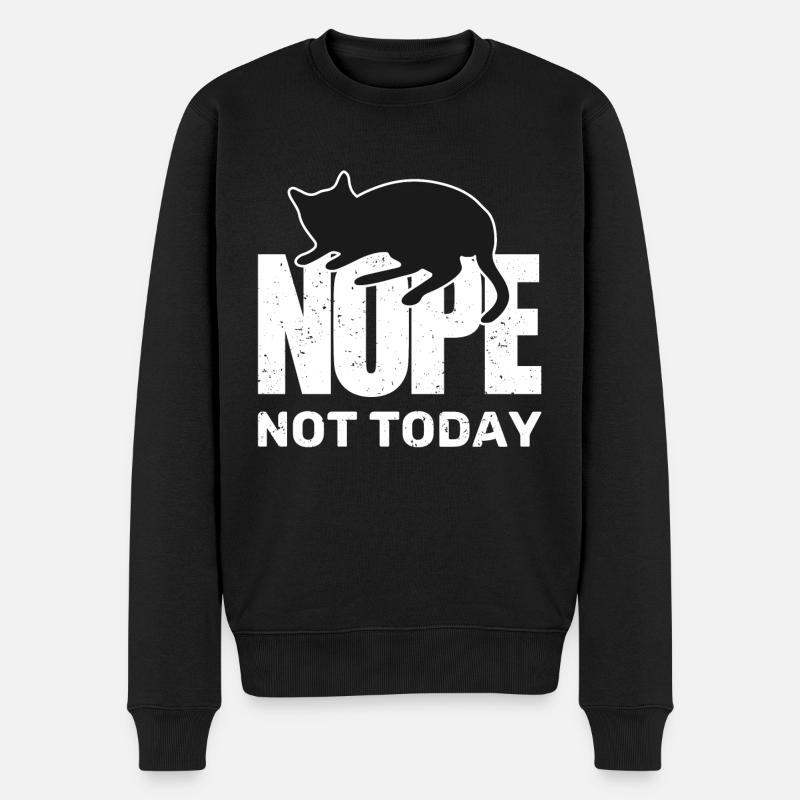 Katze chillt nein, nicht heute - Männer Premium Bio Pullover - Schwarz