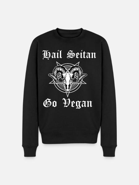 Hail seitan go vegan - Männer Premium Bio Pullover - Schwarz