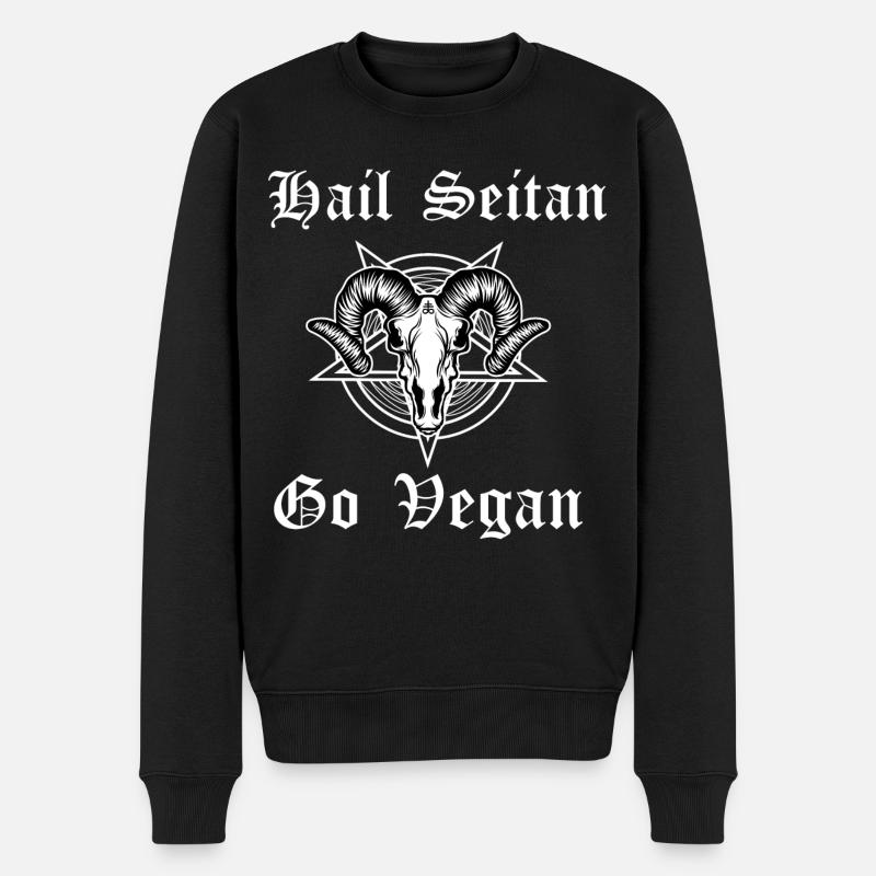 Hail seitan go vegan - Männer Premium Bio Pullover - Schwarz