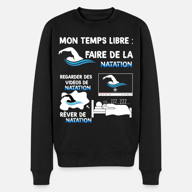 Natation, mon temps libre passionnant, idée cadeau - Pull Premium bio Homme - noir