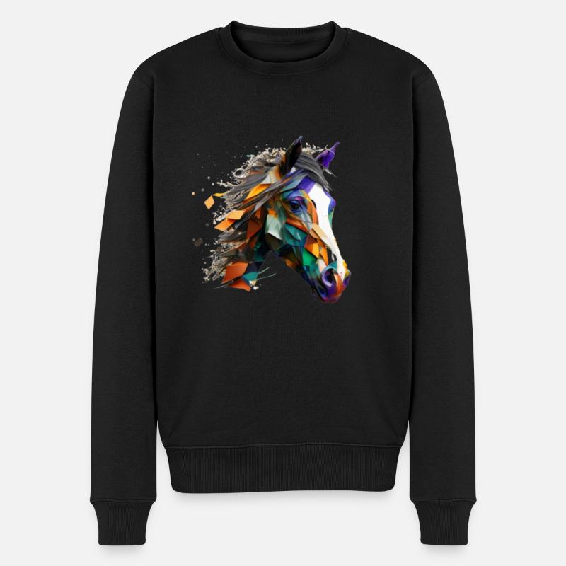 Pferdekopf-Kunst - Männer Premium Bio Pullover - Schwarz