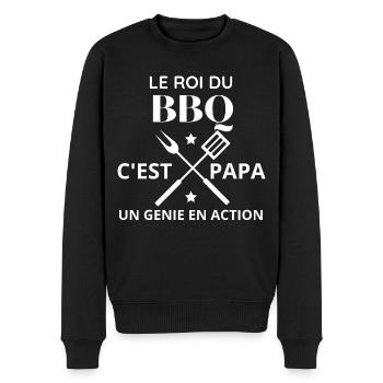 LE ROI DU BBQ C'est papa - Pull Premium bio Homme - noir - Devant - Nico (187cm)