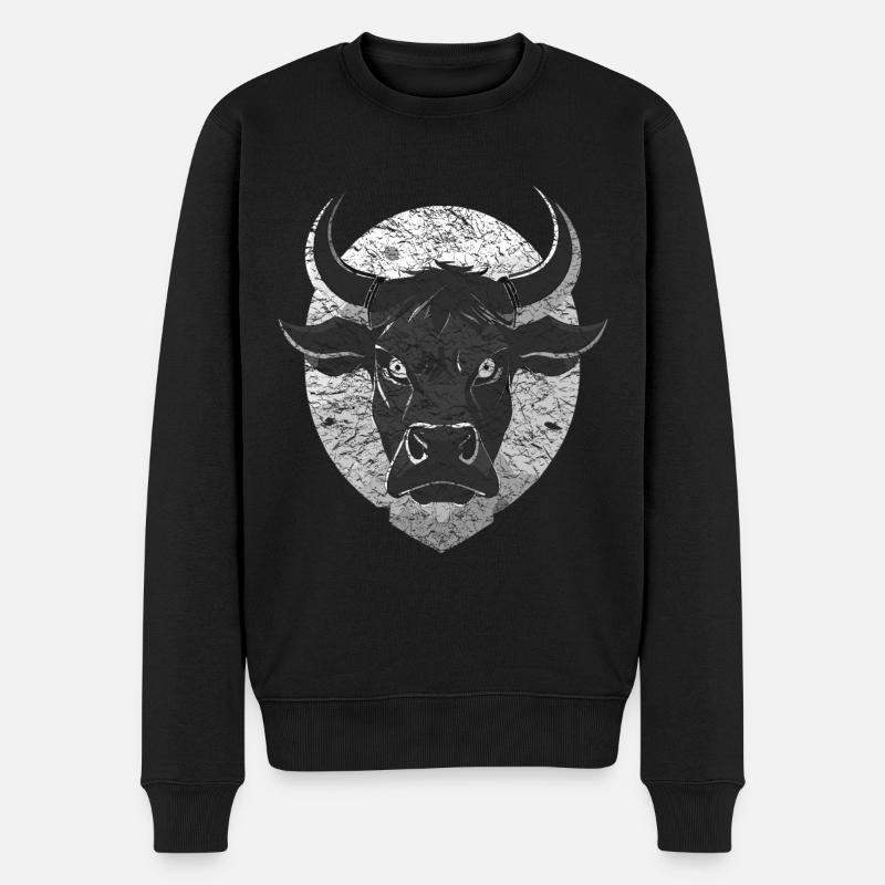Stier Bulle grimmig böse - Männer Premium Bio Pullover - Schwarz
