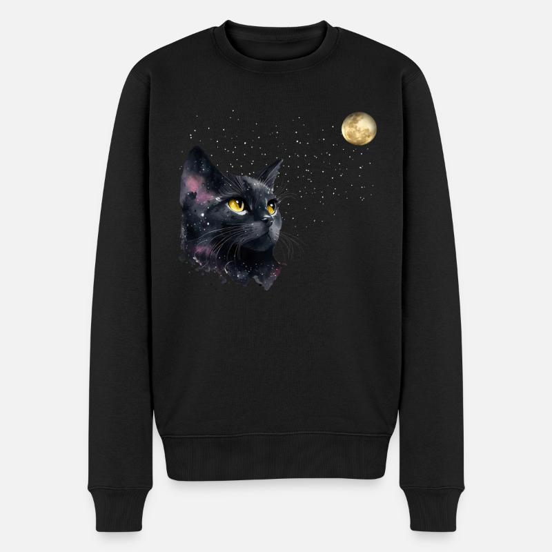 LE CHAT ET LA LUNE - Pull Premium bio Homme - noir
