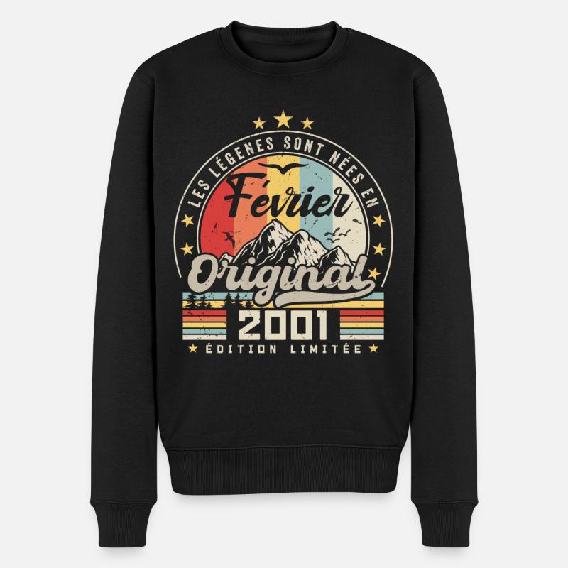 Februar 2001 Geschenk zum 23. Geburtstag Februar 2001 - Männer Premium Bio Pullover - Schwarz