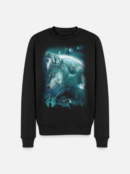 WOLVES PLANET SPACE SPIRITUALITY - Men's Premium Organic Jumper - black