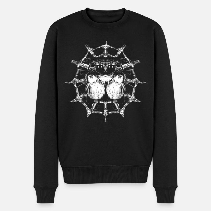 Gruselige Spinne mit coolem Spinnennetz - Männer Premium Bio Pullover - Schwarz