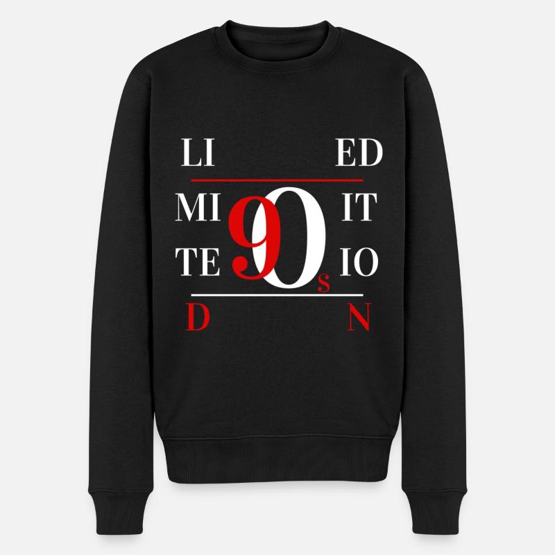90er Jahre limitierte Auflage - Männer Premium Bio Pullover - Schwarz