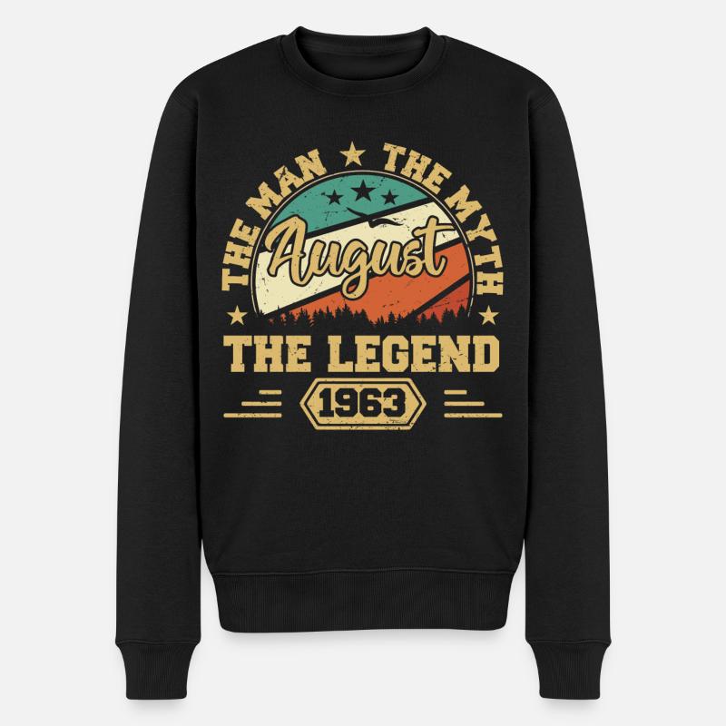 Legendär seit August 1963 Vintage 1963 August - Männer Premium Bio Pullover - Schwarz