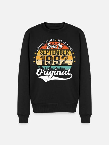 September 1992 Jubilee 1992 September - Men's Premium Organic Jumper - black