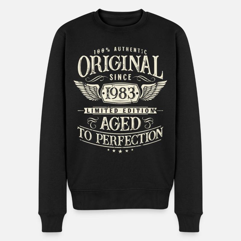 Original 1983 Vintage Jahrgang Geburtstag Geschenk - Männer Premium Bio Pullover - Schwarz