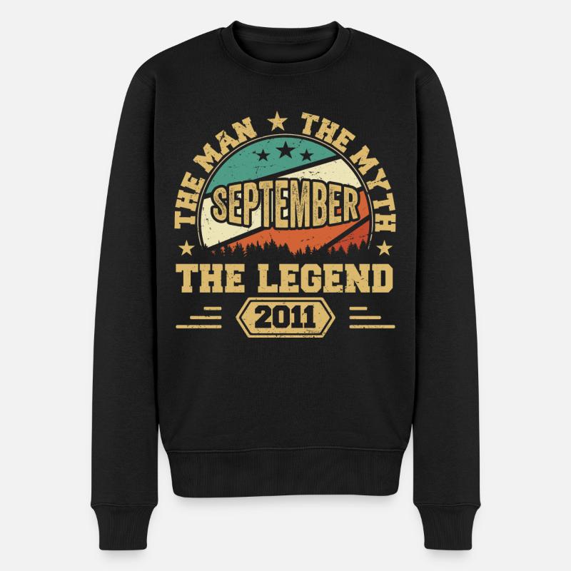 Legendär seit September 2011 Retro 2011 September - Männer Premium Bio Pullover - Schwarz