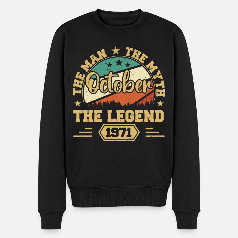 Oktober 1971 Geburtstagsgeschenk 1971 Oktober - Männer Premium Bio Pullover - Schwarz