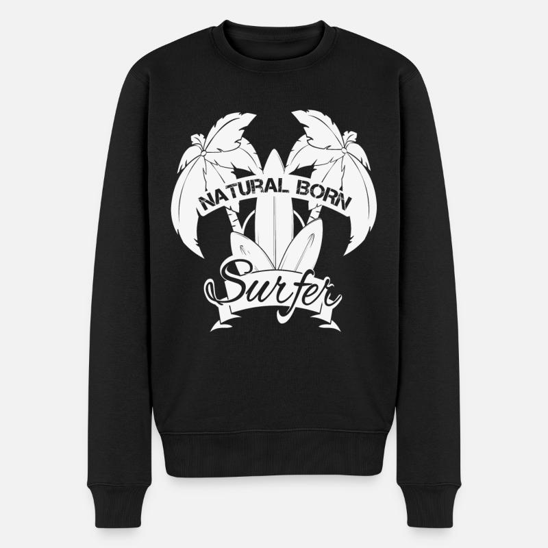 Natural Born Surfer - Männer Premium Bio Pullover - Schwarz