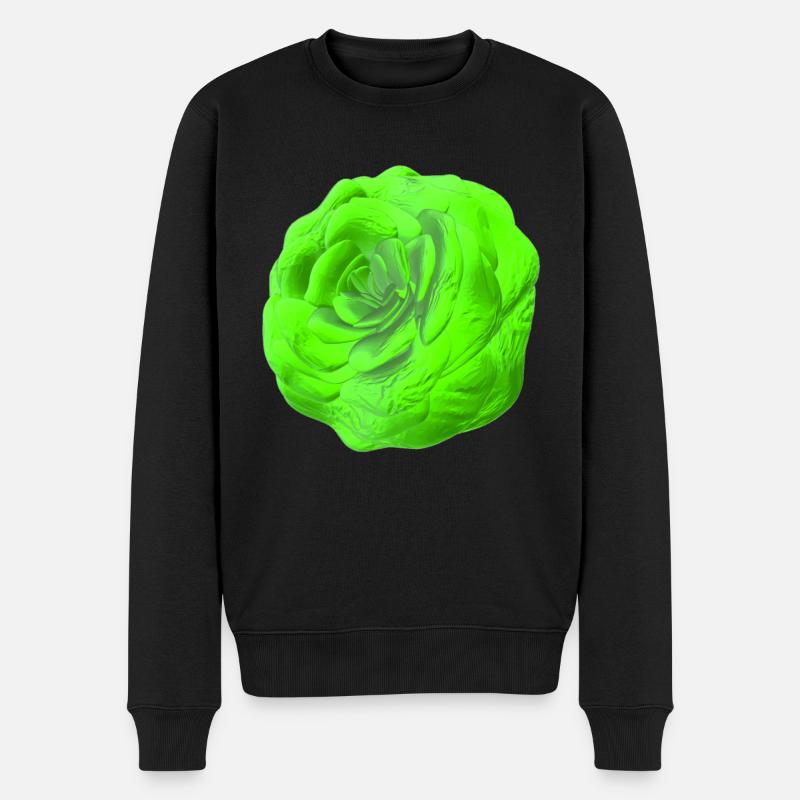 Rose Grün - Männer Premium Bio Pullover - Schwarz