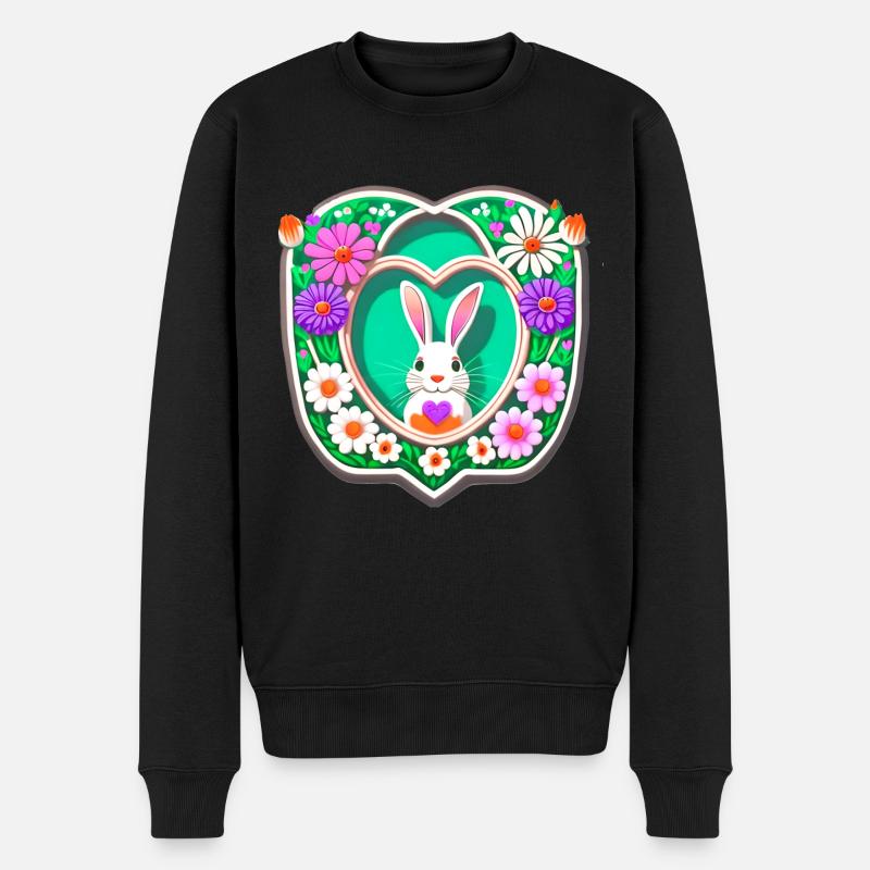 Easter Bunny Easter Bunny Flowers - Men's Premium Organic Jumper - black