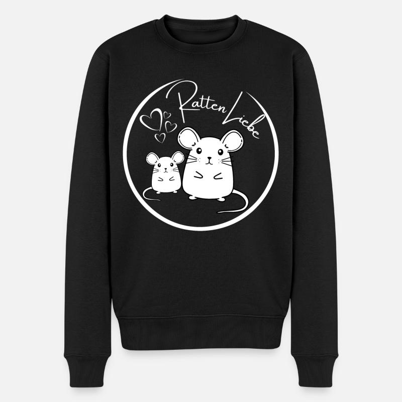 Ratten Liebe Comic Design (hell) - Männer Premium Bio Pullover - Schwarz