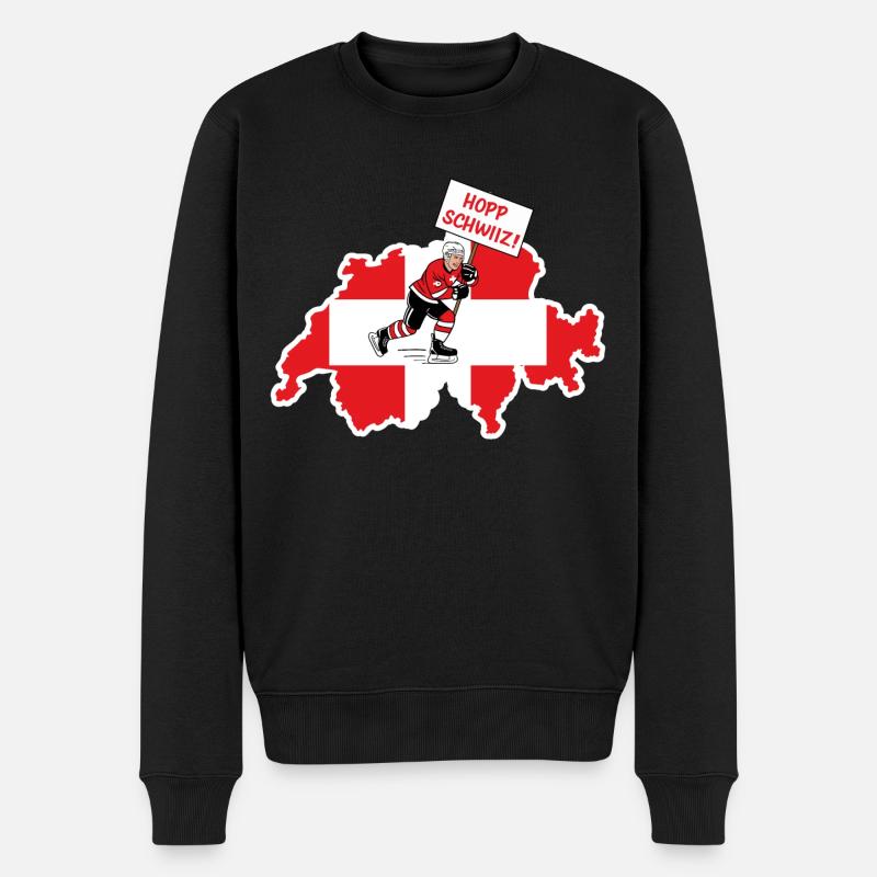 Hopp Schwiiz Eishockey Nationalmannschaft - Männer Premium Bio Pullover - Schwarz