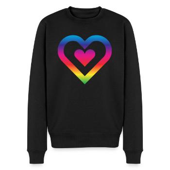 Cœur arc-en-ciel Homosexualité Amour LGBT - Pull Premium bio Homme - noir - Devant - Nico (187cm)