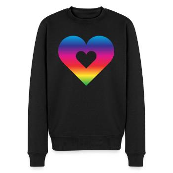 Regenbogen Herz Homosexualität LGBT Liebe - Männer Premium Bio Pullover - Schwarz - Vorne - Nico (187cm)
