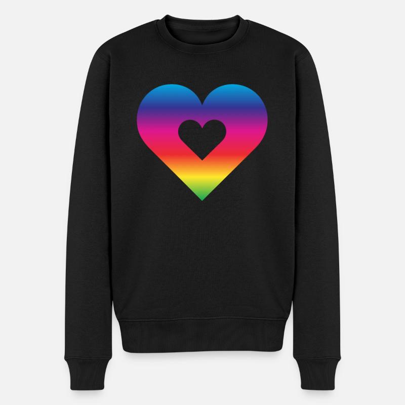 Regenbogen Herz Homosexualität LGBT Liebe - Männer Premium Bio Pullover - Schwarz