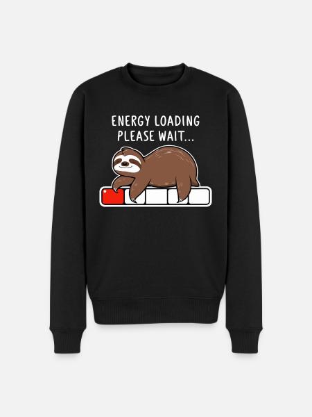 Sloth Energy Loading Please Wait - Men's Premium Organic Jumper - black