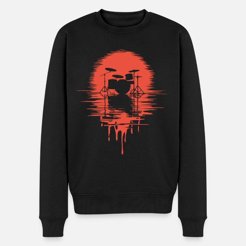 Drumset Silhouette Drums with Reflection - Men's Premium Organic Jumper - black