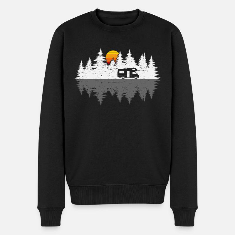 Wohnmobil Camping Wald Natur Camper Bäume - Männer Premium Bio Pullover - Schwarz