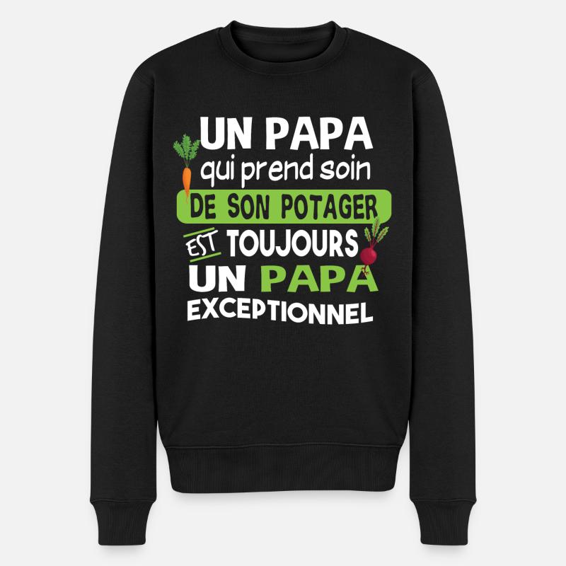 Jardinier Papa Jardinage Père Potager Citations - Pull Premium bio Homme - noir