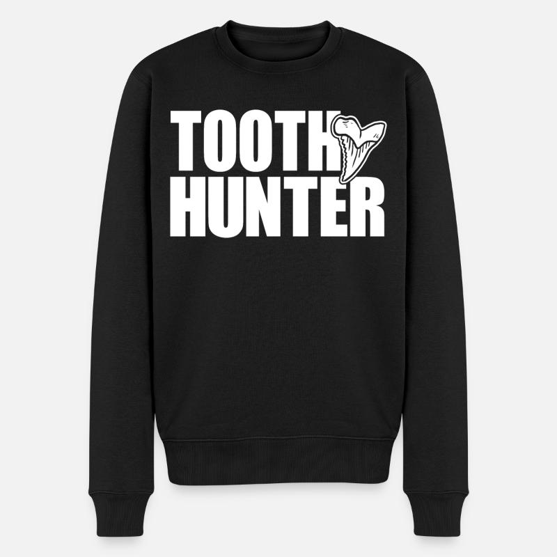 Haifischzähne Haizähne Zahnjäger Paleontologe - Männer Premium Bio Pullover - Schwarz