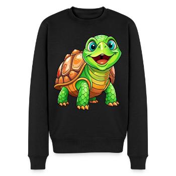 Mega süße Schildkröte - Männer Premium Bio Pullover - Schwarz - Vorne - Nico (187cm)