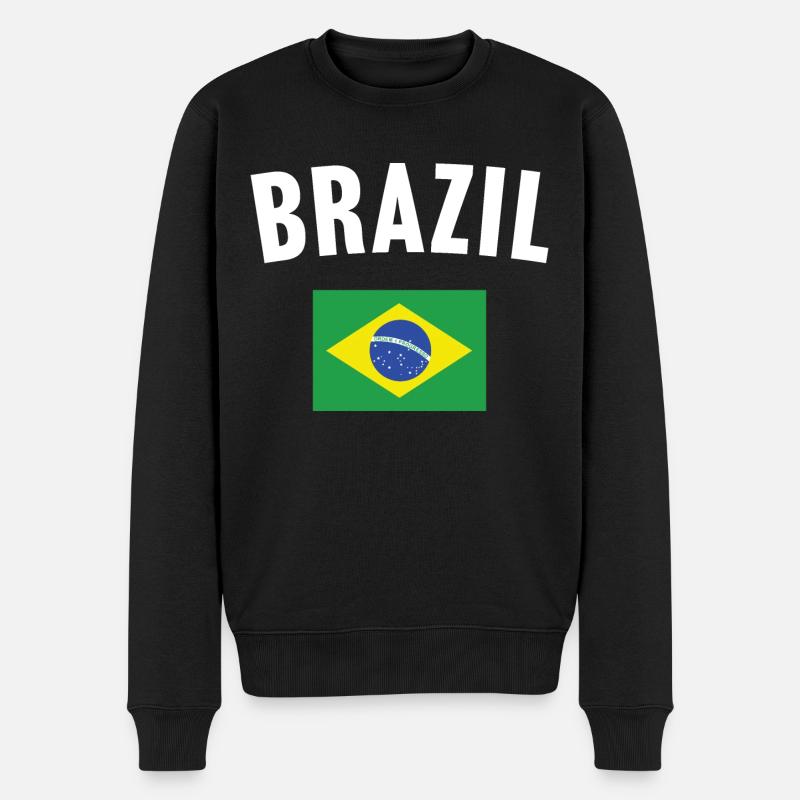 Brasilien Flagge - Männer Premium Bio Pullover - Schwarz