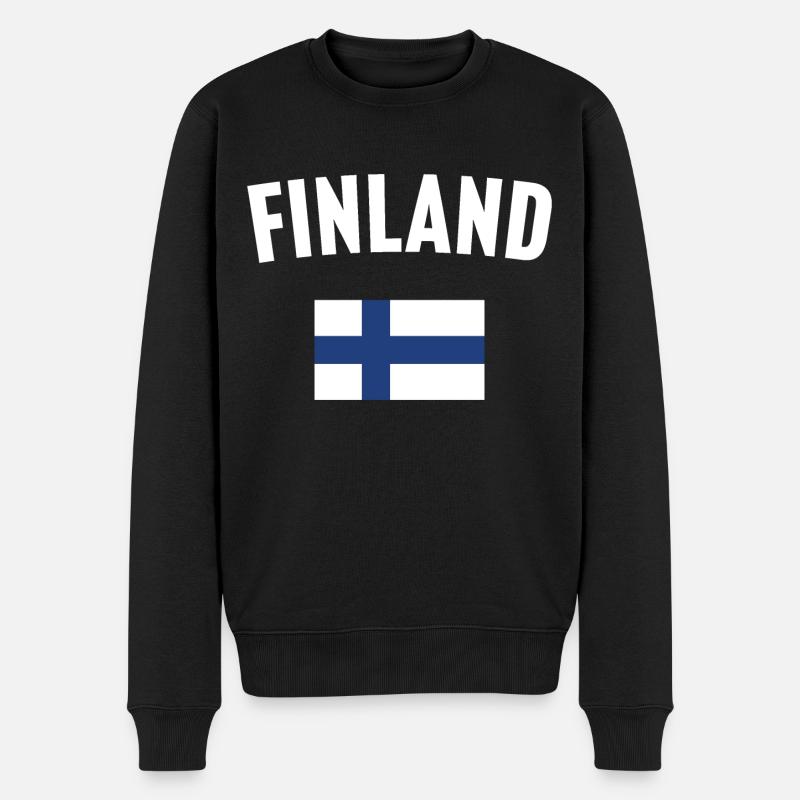 Finnland Flagge - Männer Premium Bio Pullover - Schwarz