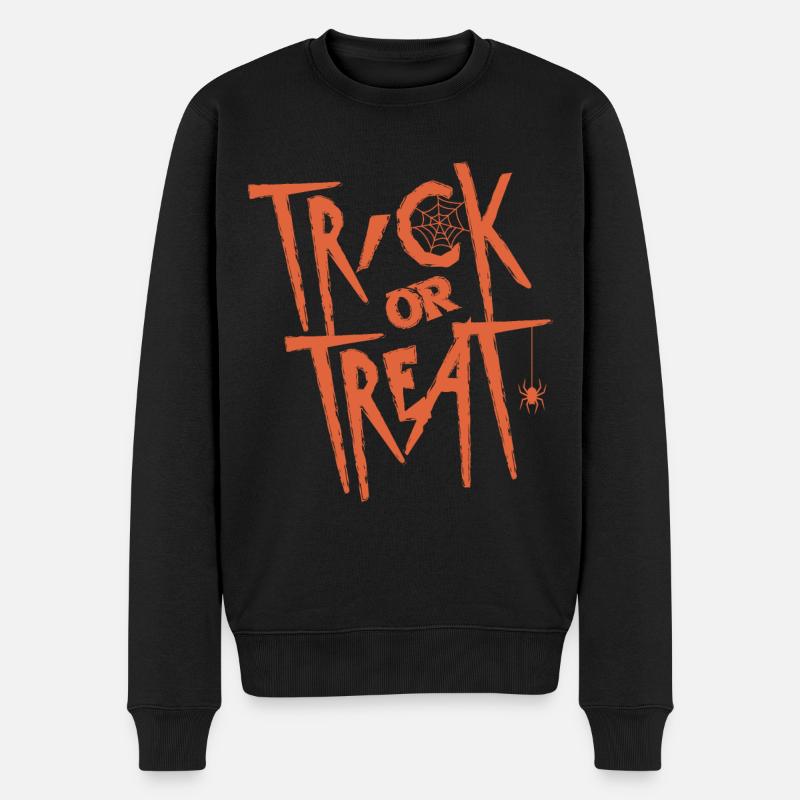 Halloween-Süßes oder Saures Orange - Männer Premium Bio Pullover - Schwarz
