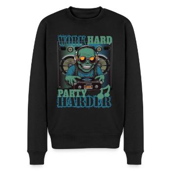 Arbeite Hart Party Härter - Männer Premium Bio Pullover - Schwarz - Vorne - Nico (187cm)