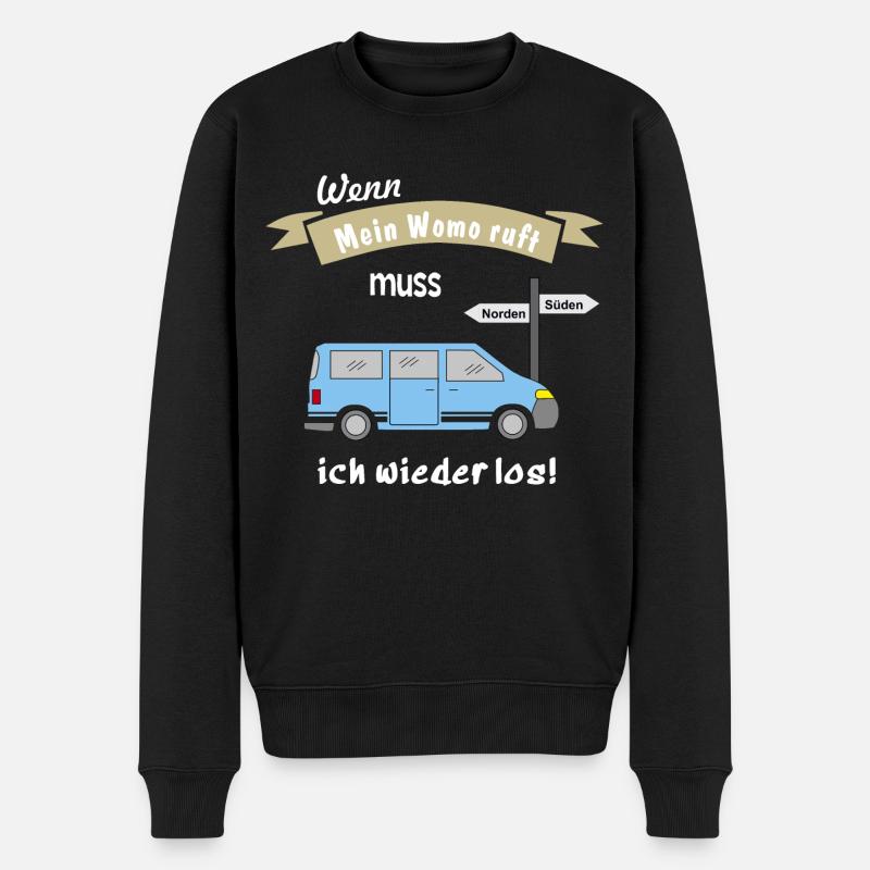 womo ruft campingbus - Männer Premium Bio Pullover - Schwarz