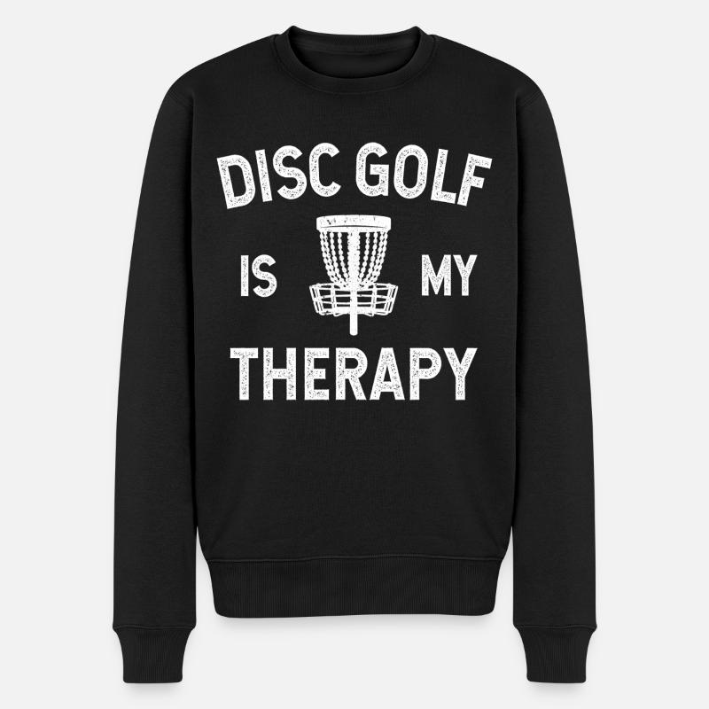 Discgolf is my Therapy Disc Golf Discgolfspieler - Männer Premium Bio Pullover - Schwarz