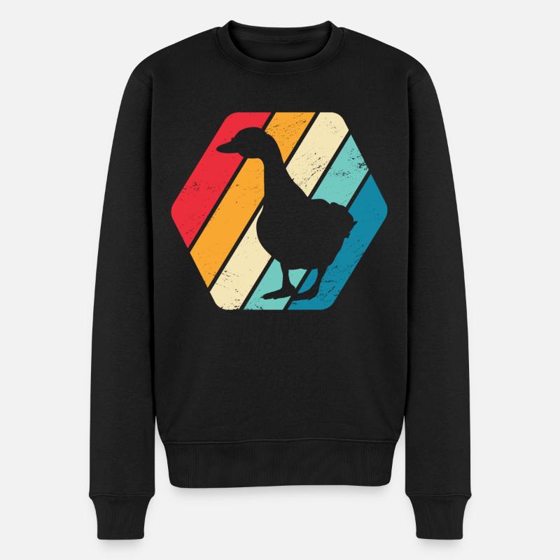 Ente Stockente Wasservogel Fan Retro - Männer Premium Bio Pullover - Schwarz