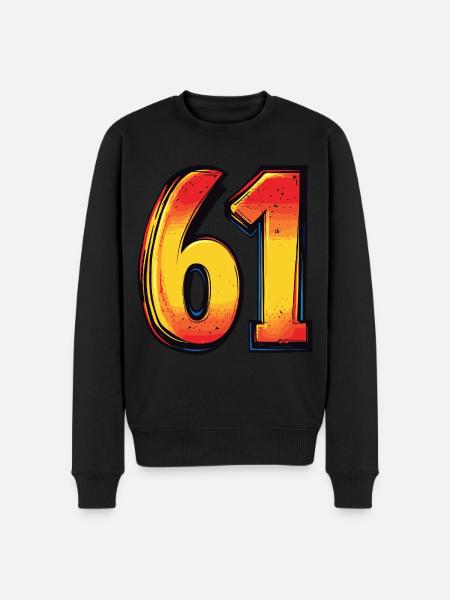 61 Zahl Bunt - Männer Premium Bio Pullover - Schwarz