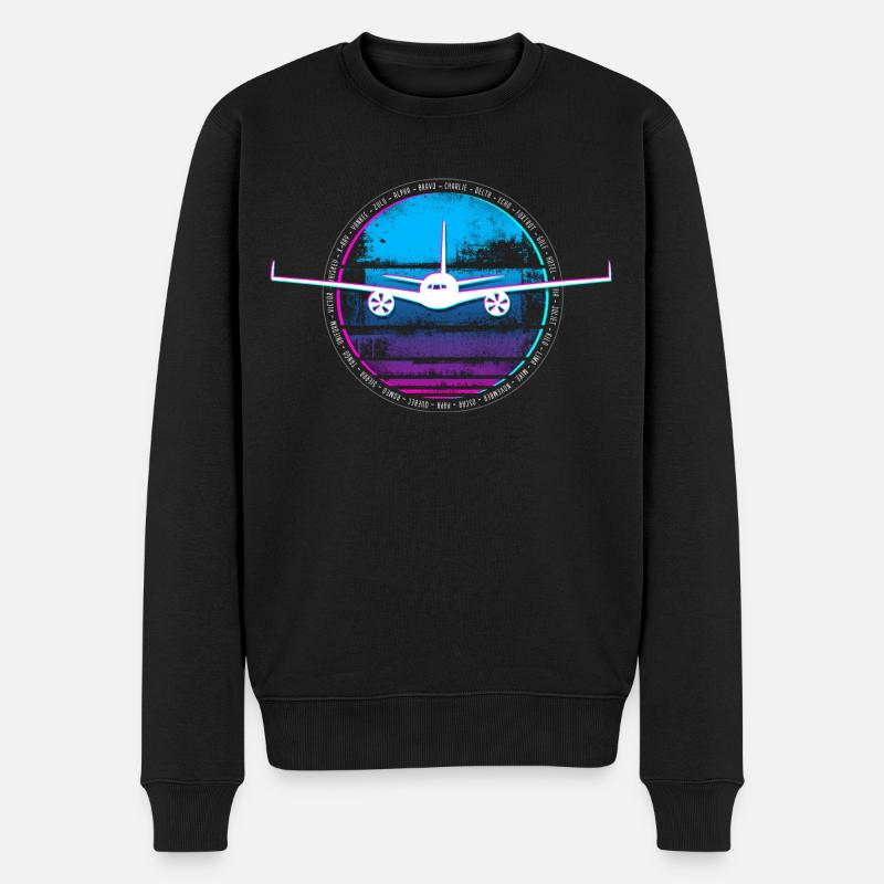 Pilot Flugzeug phonetisches Pilotenalphabet - Männer Premium Bio Pullover - Schwarz