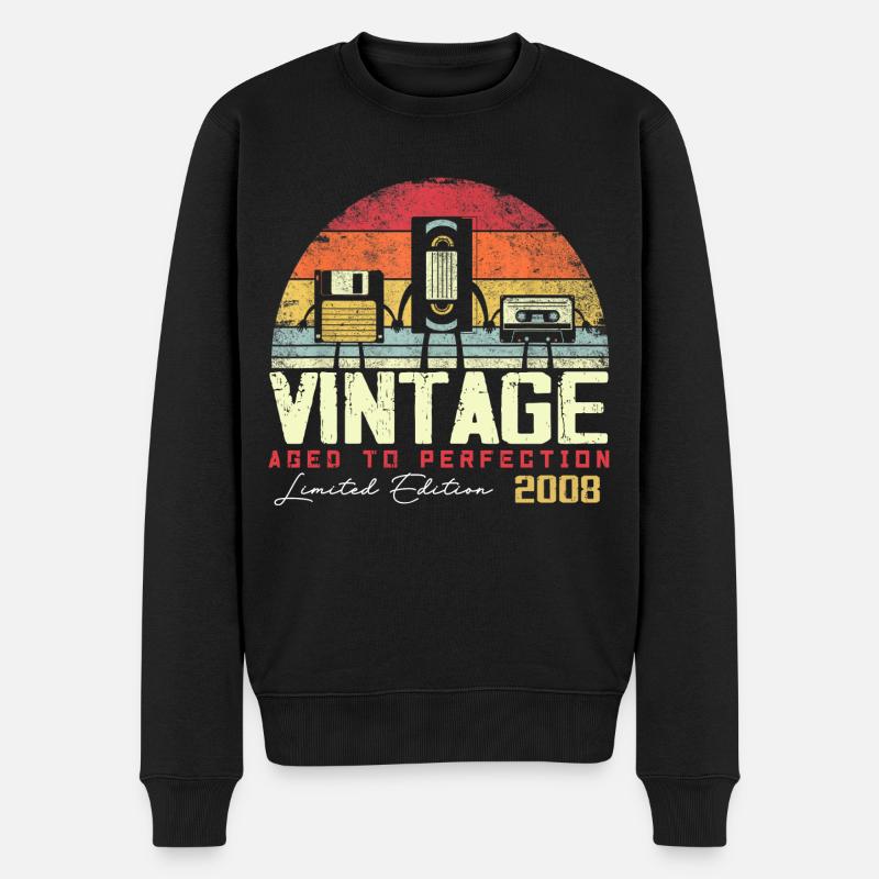 Vintage 2008 Geschenk - Männer Premium Bio Pullover - Schwarz